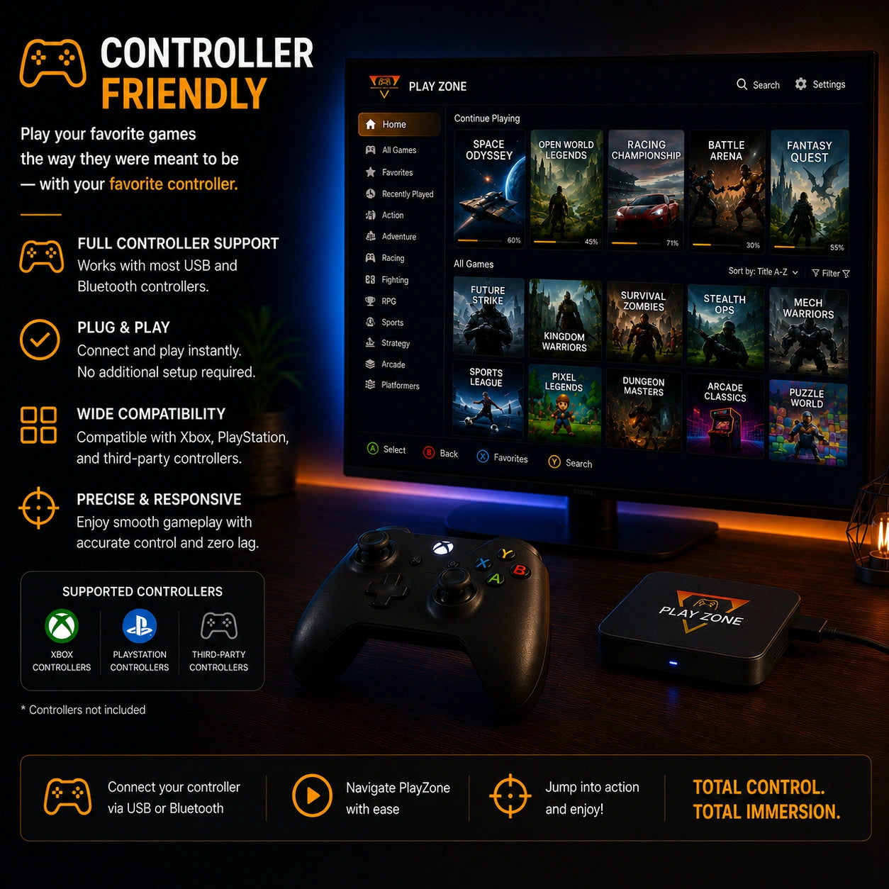 All-in-One Gaming System – Plug & Play in Seconds Playzone™